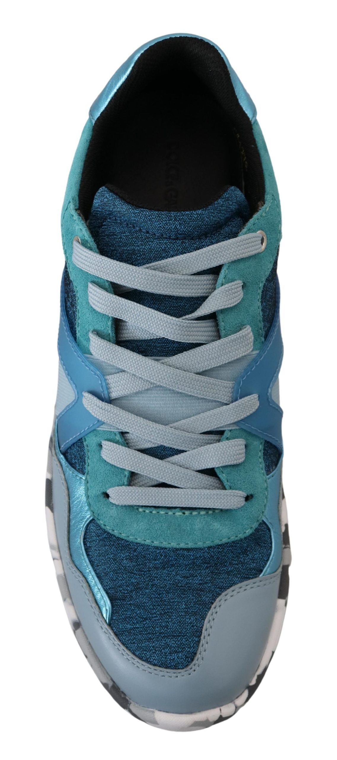 Dolce & Gabbana Blauw-Grijze Lederen Sportieve Lage Sneakers