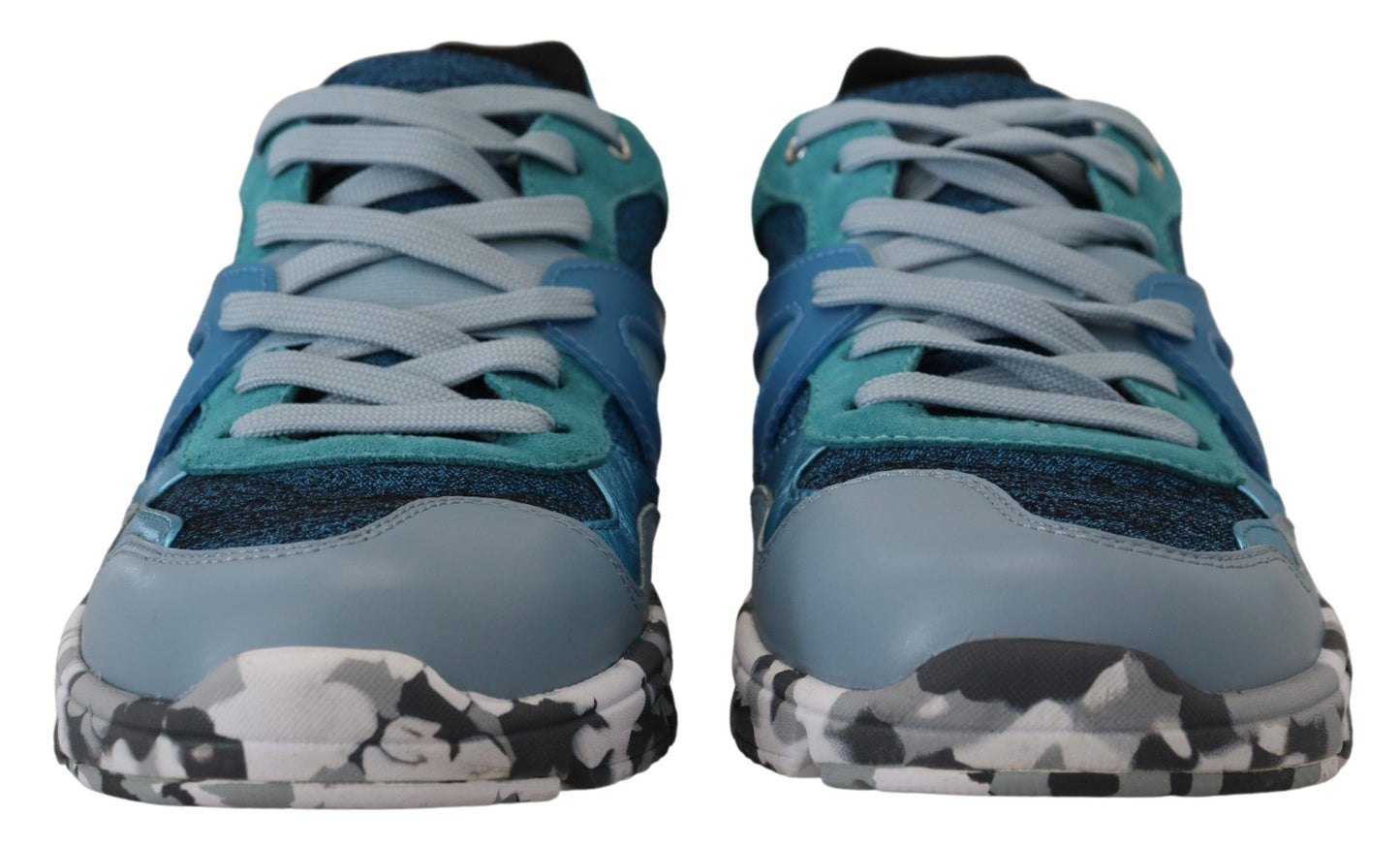 Dolce & Gabbana Blauw-Grijze Lederen Sportieve Lage Sneakers