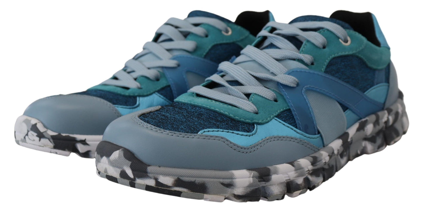 Dolce & Gabbana Blauw-Grijze Lederen Sportieve Lage Sneakers