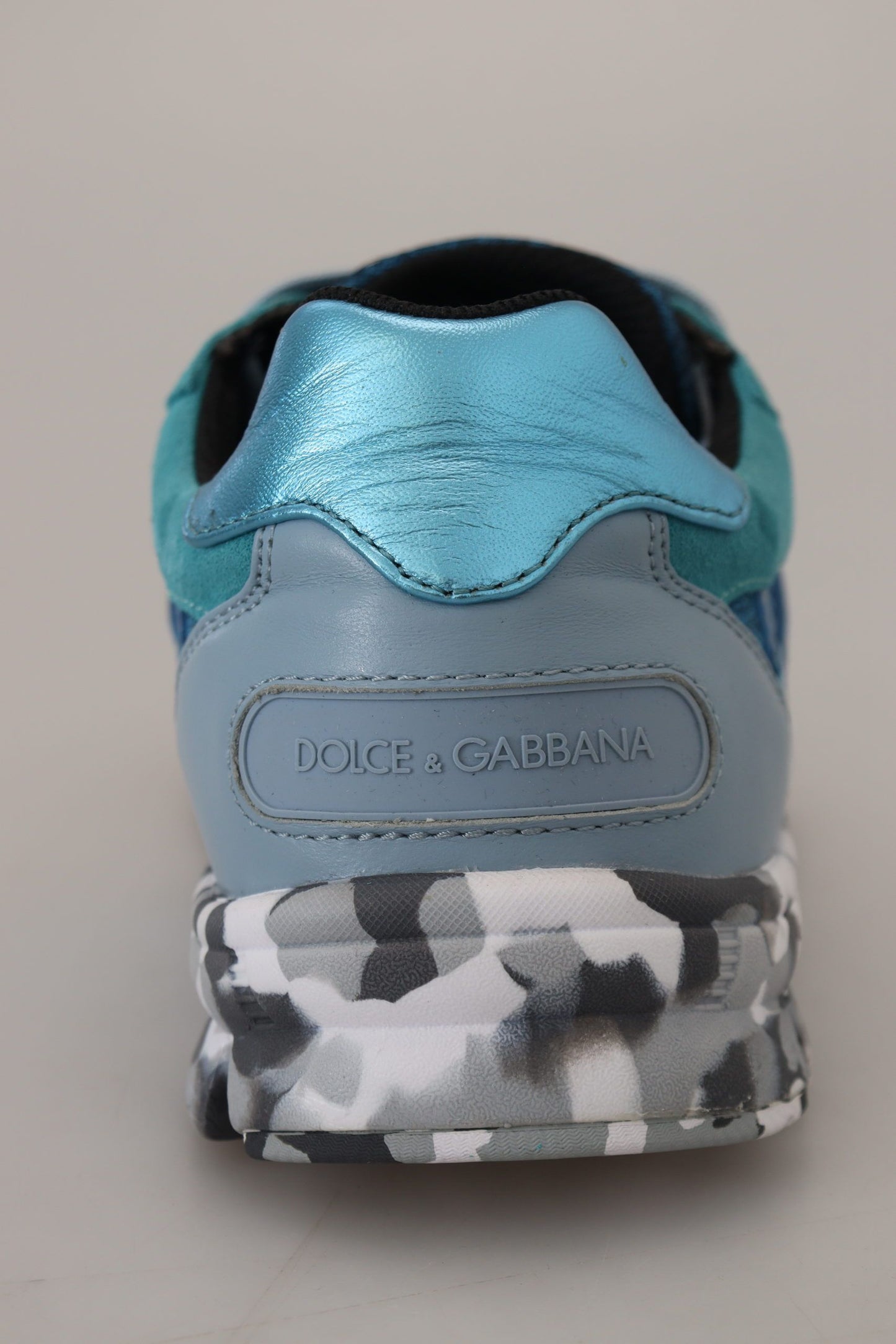 Dolce & Gabbana Blauw-Grijze Lederen Sportieve Lage Sneakers