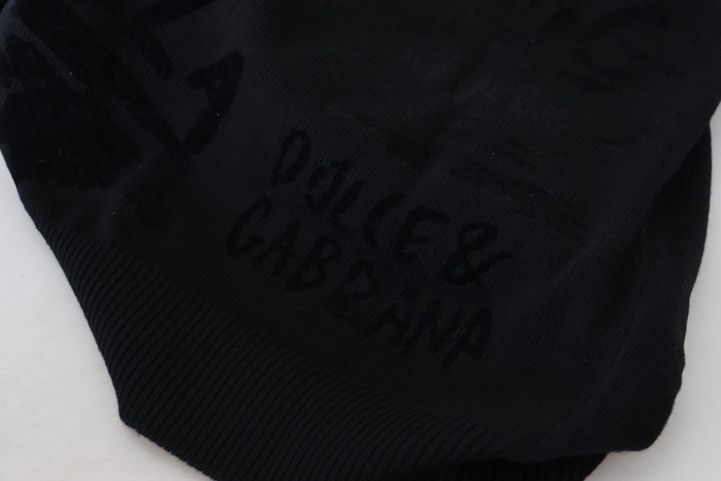 Pull en laine à col rond noir avec motif logo de Dolce & Gabbana