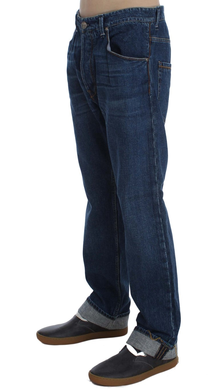 Jeans amples et délavés en coton bleu Acht