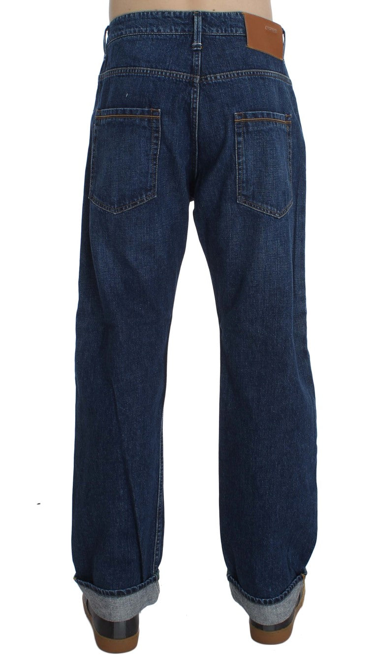 Jeans amples et délavés en coton bleu Acht