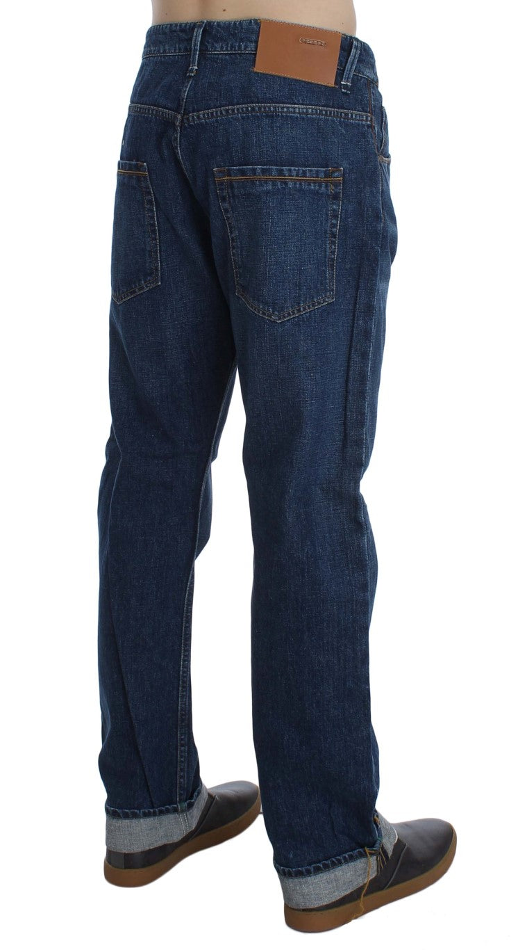Jeans amples et délavés en coton bleu Acht