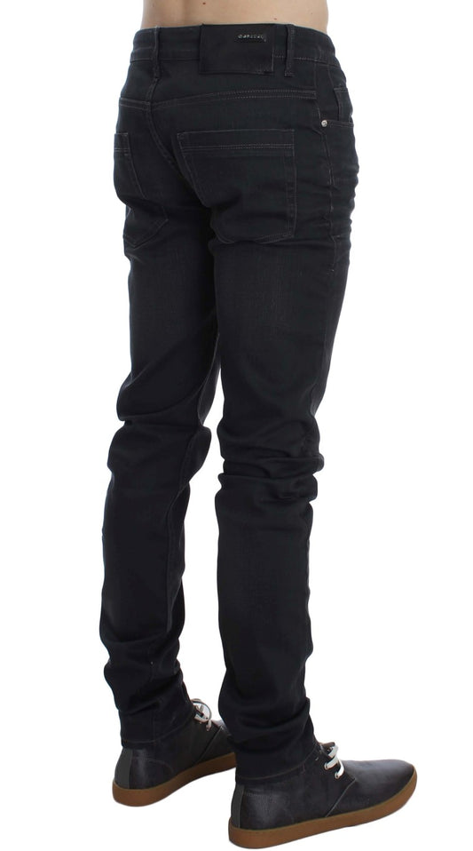 Acht grijze katoenen stretch slim fit jeans