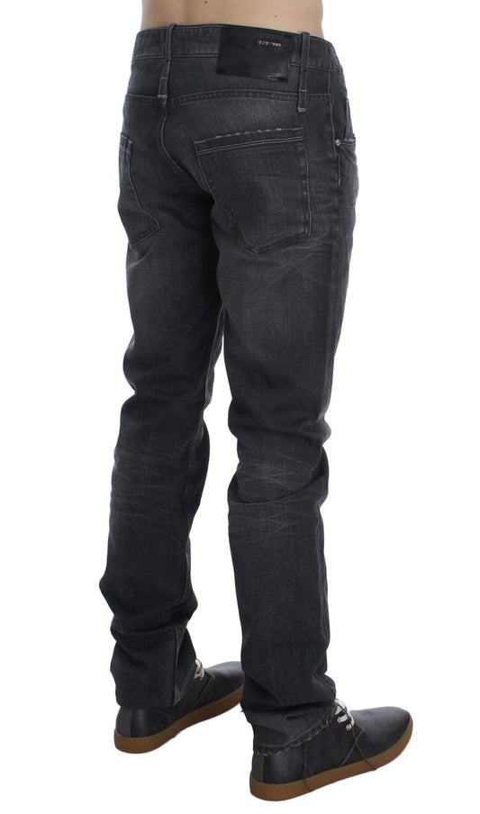 Acht grijze katoenen regular low fit jeans