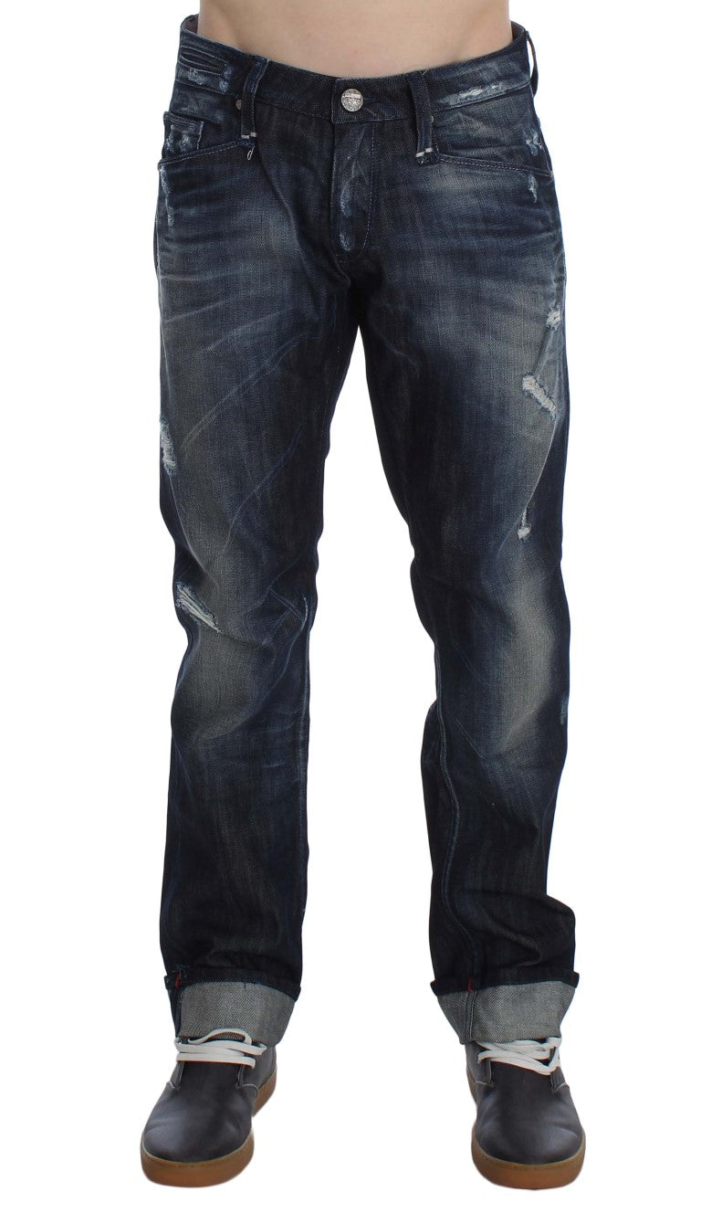Jean droit taille normale en coton bleu Acht