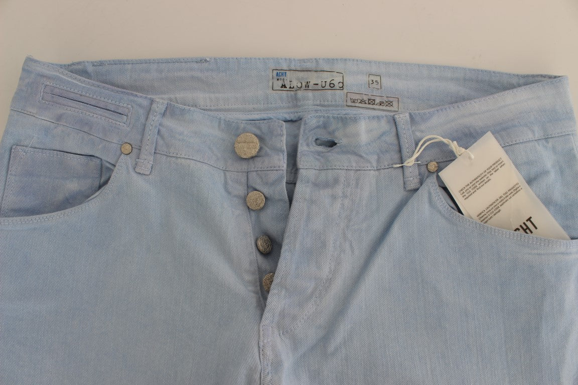 Jeans taille basse en coton extensible bleu Acht