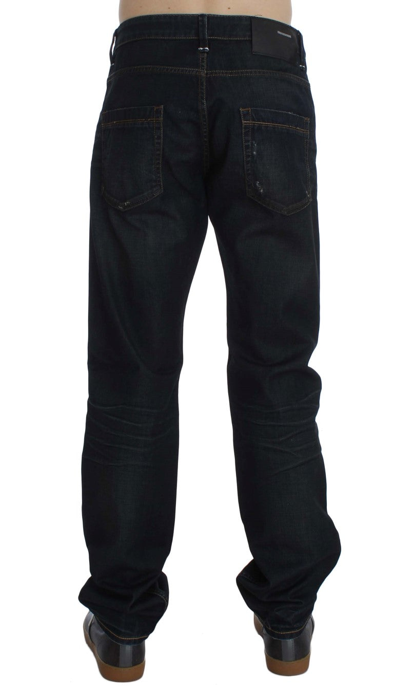 Jeans droit en coton denim bleu lavé Acht