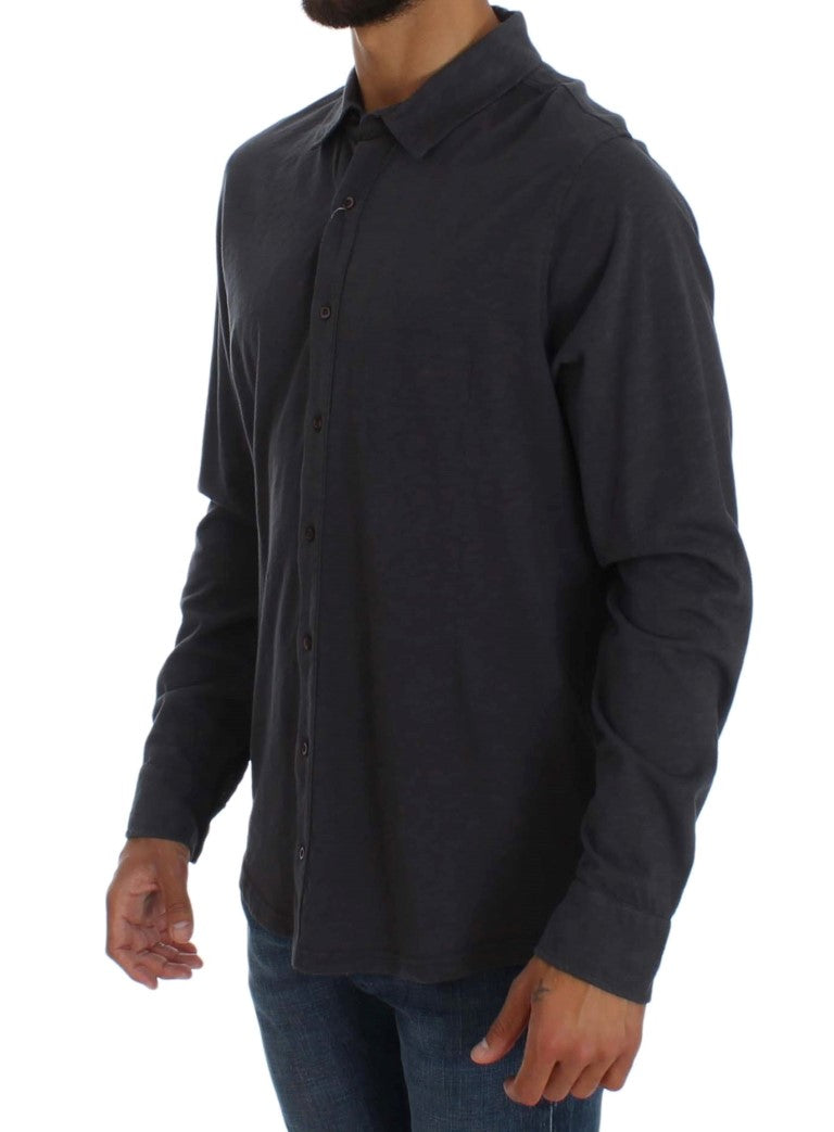 Chemise décontractée à manches longues en coton gris Alpha Massimo Rebecchi