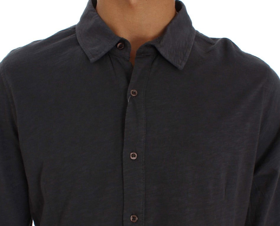 Chemise décontractée à manches longues en coton gris Alpha Massimo Rebecchi