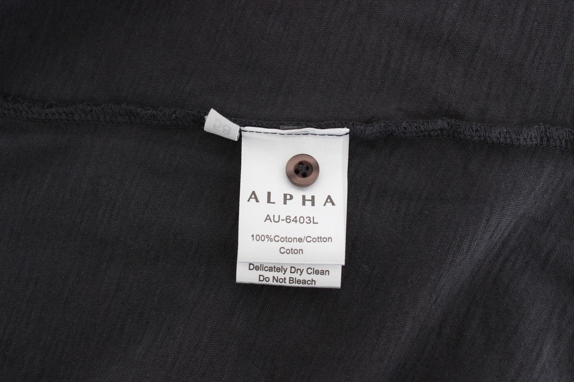 Chemise décontractée à manches longues en coton gris Alpha Massimo Rebecchi