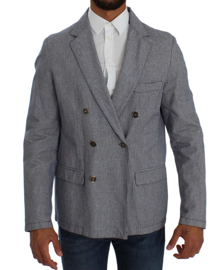 Master Coat Bleu, Blazer à Double Rang de Boutons, Coupe Régulière