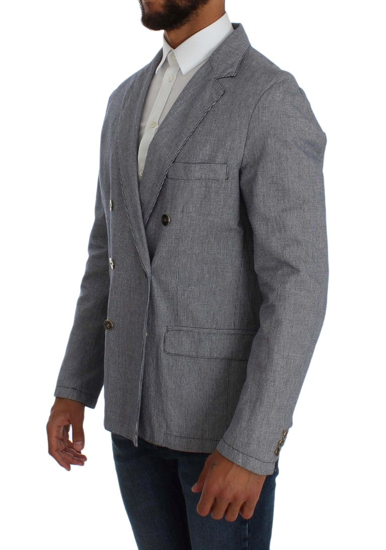 Master Coat Bleu, Blazer à Double Rang de Boutons, Coupe Régulière