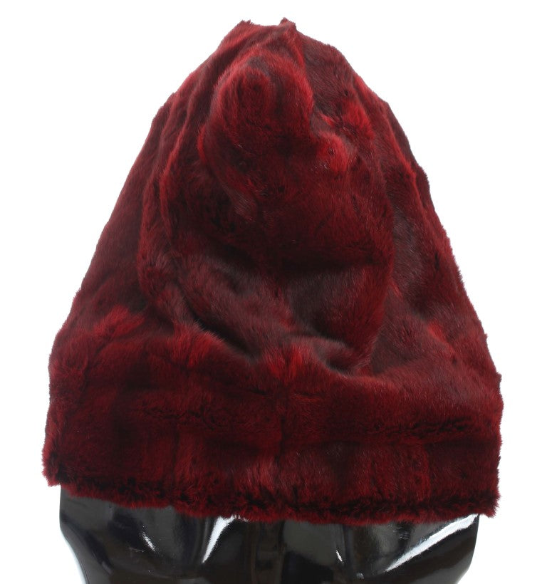 Bonnet écharpe à capuche en fourrure de hamster bordeaux Dolce & Gabbana