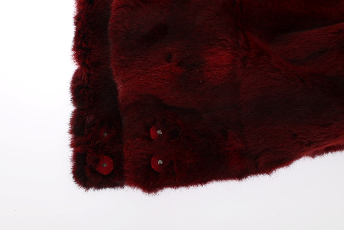 Bonnet écharpe à capuche en fourrure de hamster bordeaux Dolce & Gabbana