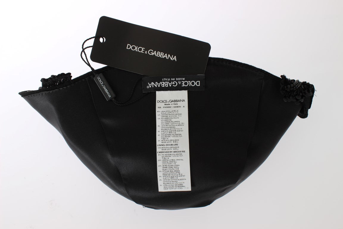 Dolce & Gabbana - Broche chapeau cerises en cristal noir et or