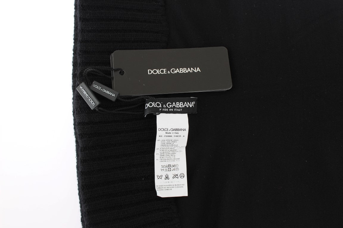 Bonnet écharpe à capuche en tricot noir à sequins Dolce & Gabbana