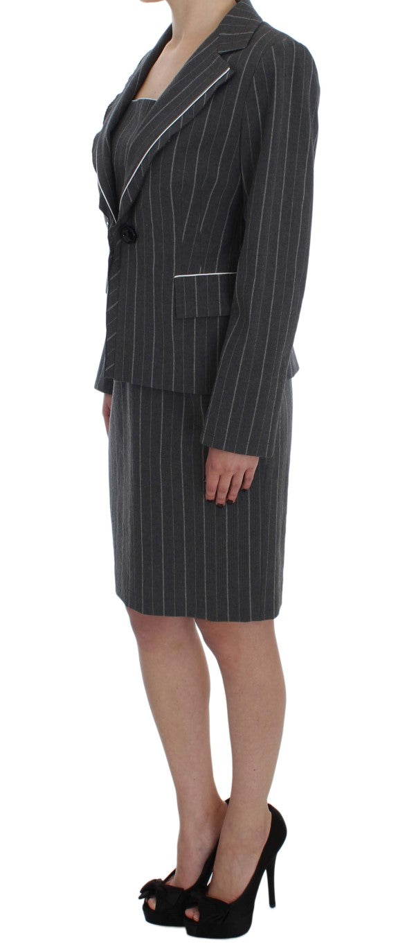 BENCIVENGA Grijs, rekbaar pak, bestaande uit een jurk en blazer.