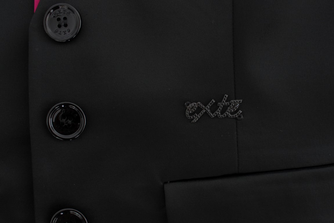 Exte Ensemble tailleur jupe et blazer noir et rose.