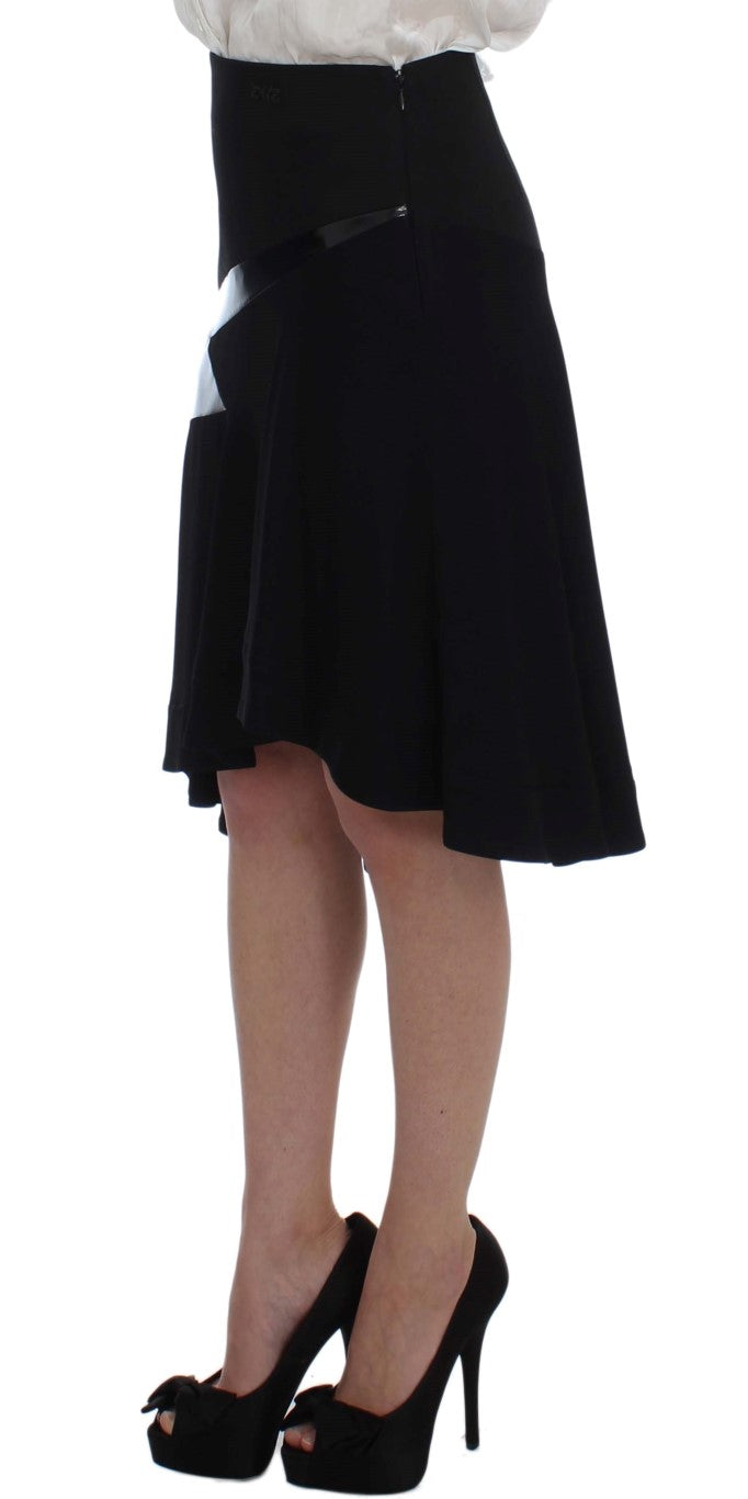 Exte Ensemble tailleur jupe et blazer noir et bleu.