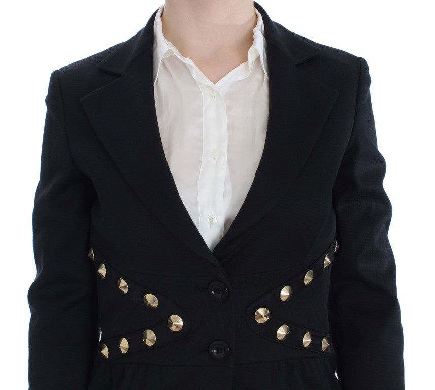 Exte Blazer Jacket en coton extensible noir avec clous dorés