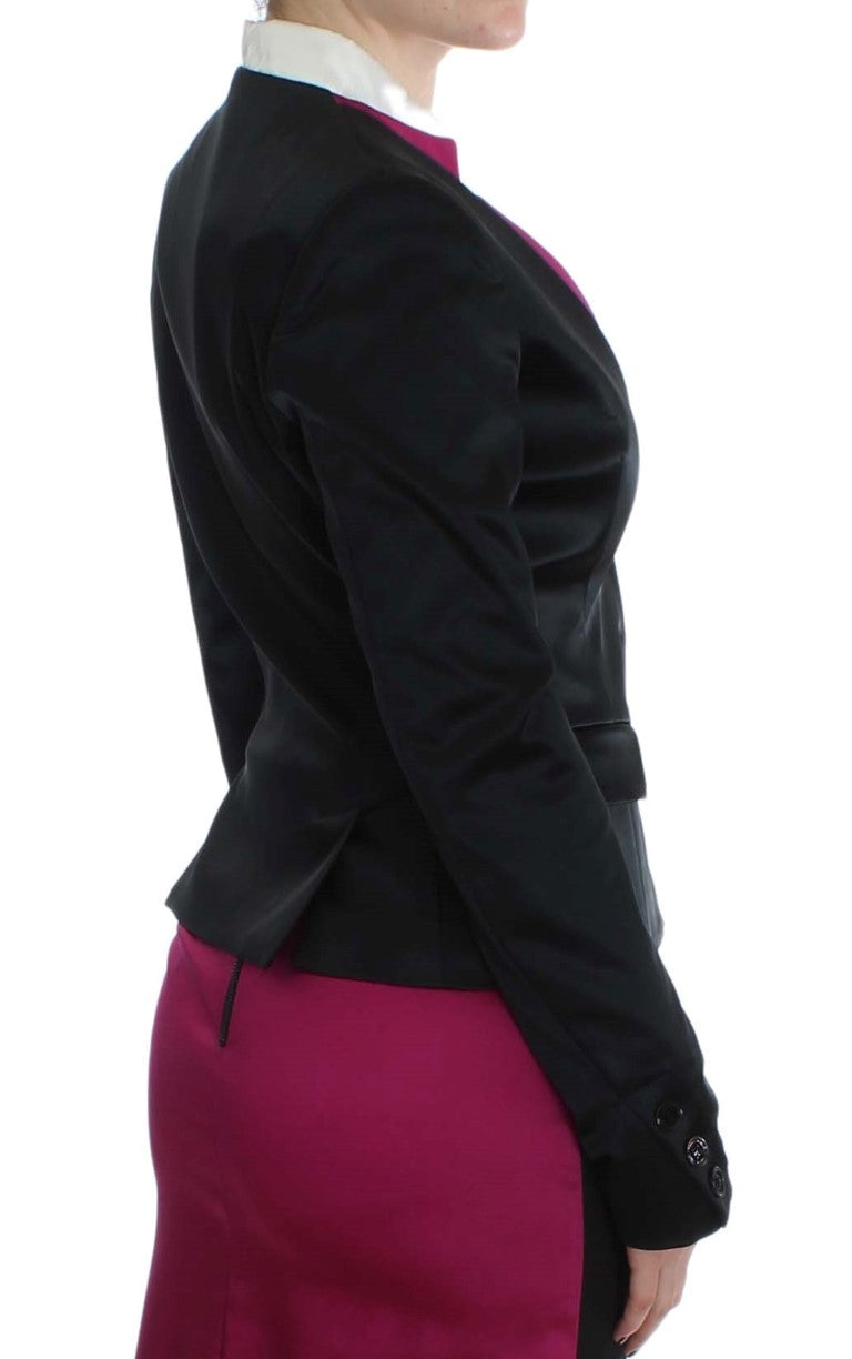 Exte veste blazer extensible noire et rose