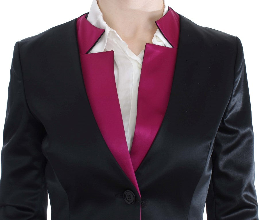 Exte veste blazer extensible noire et rose