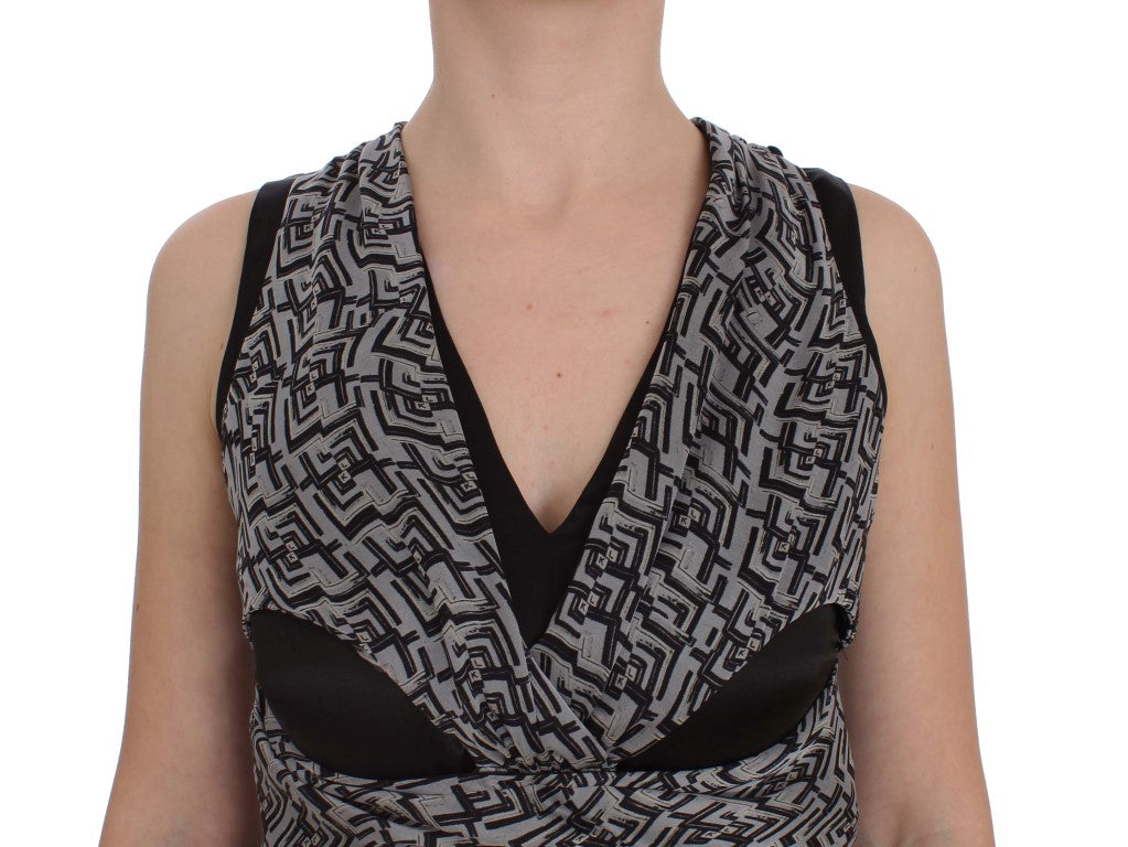 Blouse en soie grise et noire de Karl Lagerfeld