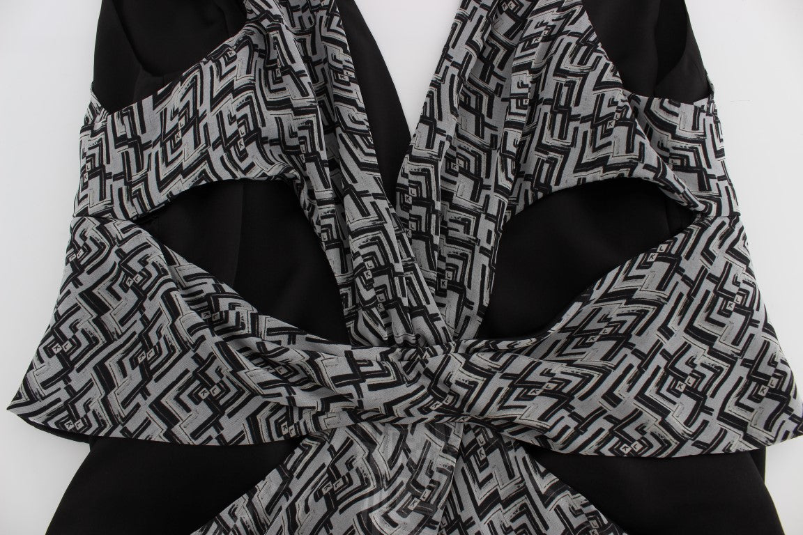 Blouse en soie grise et noire de Karl Lagerfeld