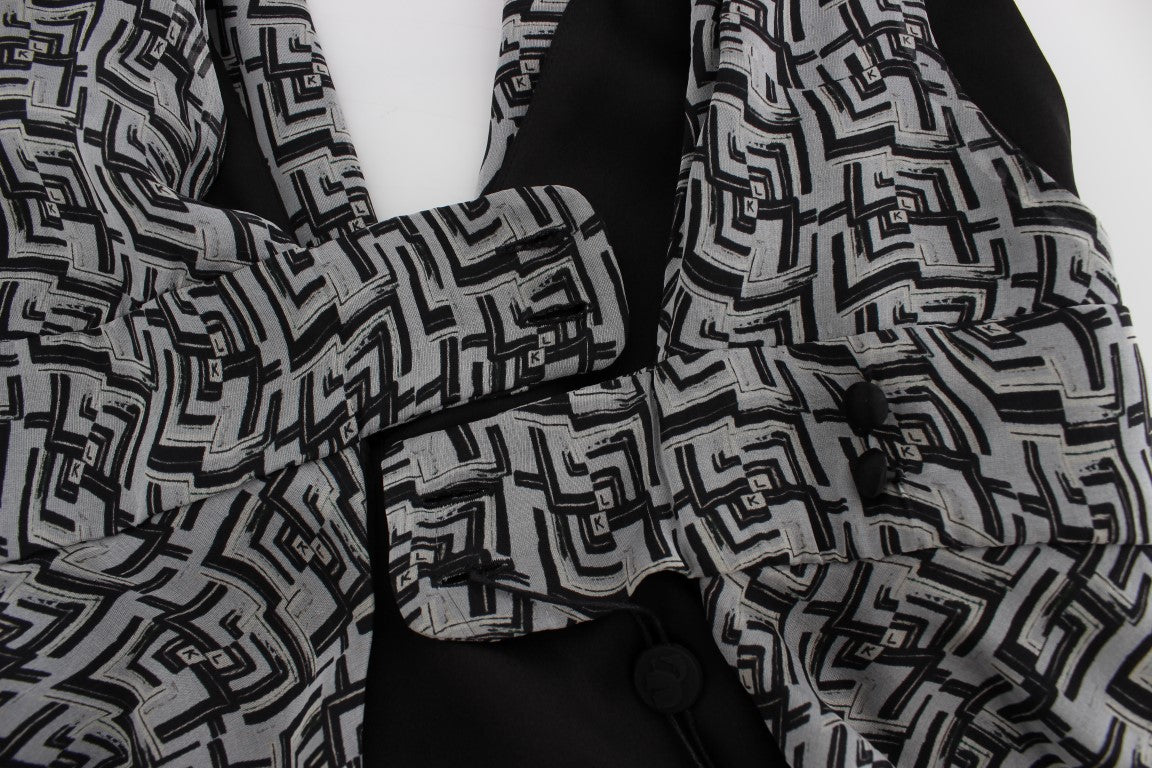 Blouse en soie grise et noire de Karl Lagerfeld