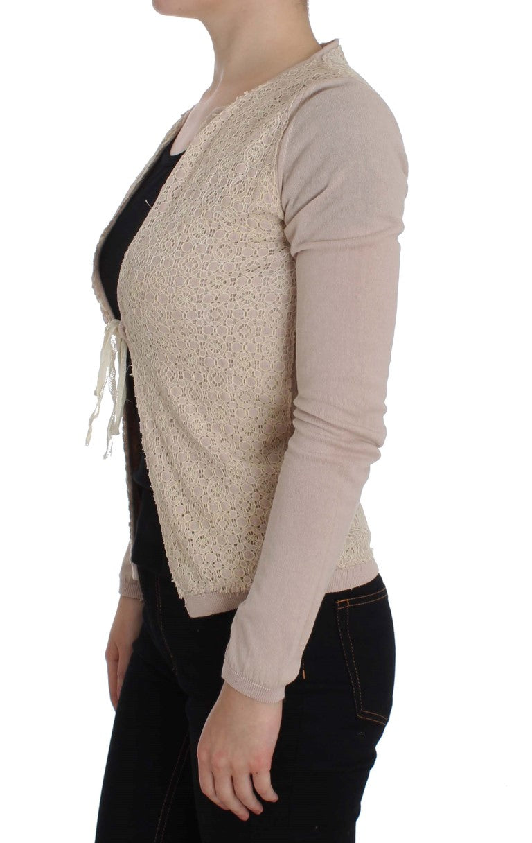PINK MEMORIES Pull encolure cache-cœur en dentelle florale rose