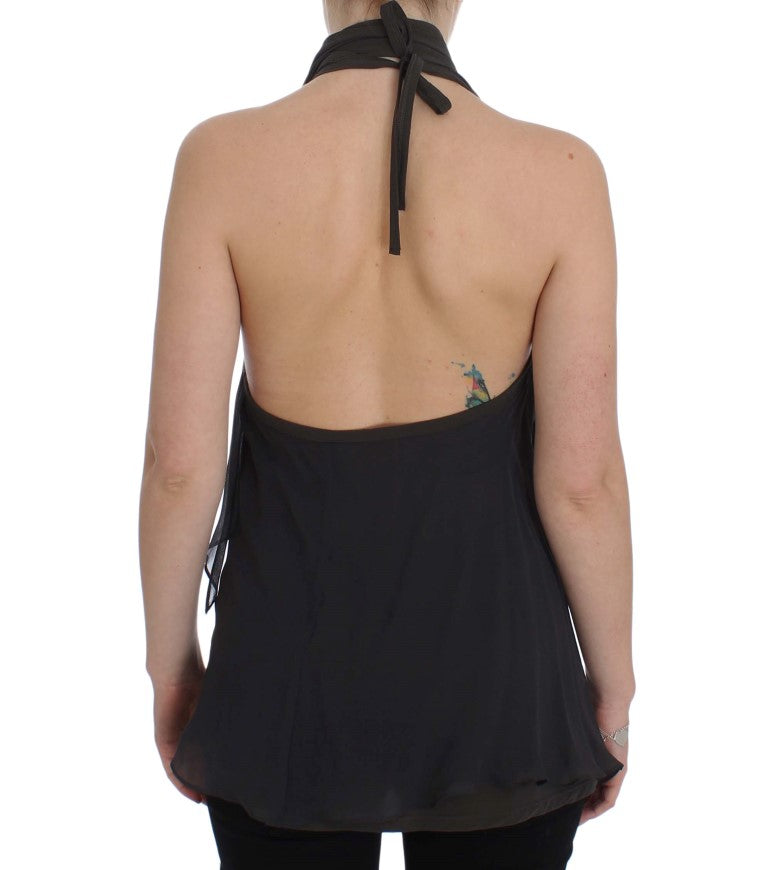 CORA GROPPO Haut de blouse extensible bleu gris