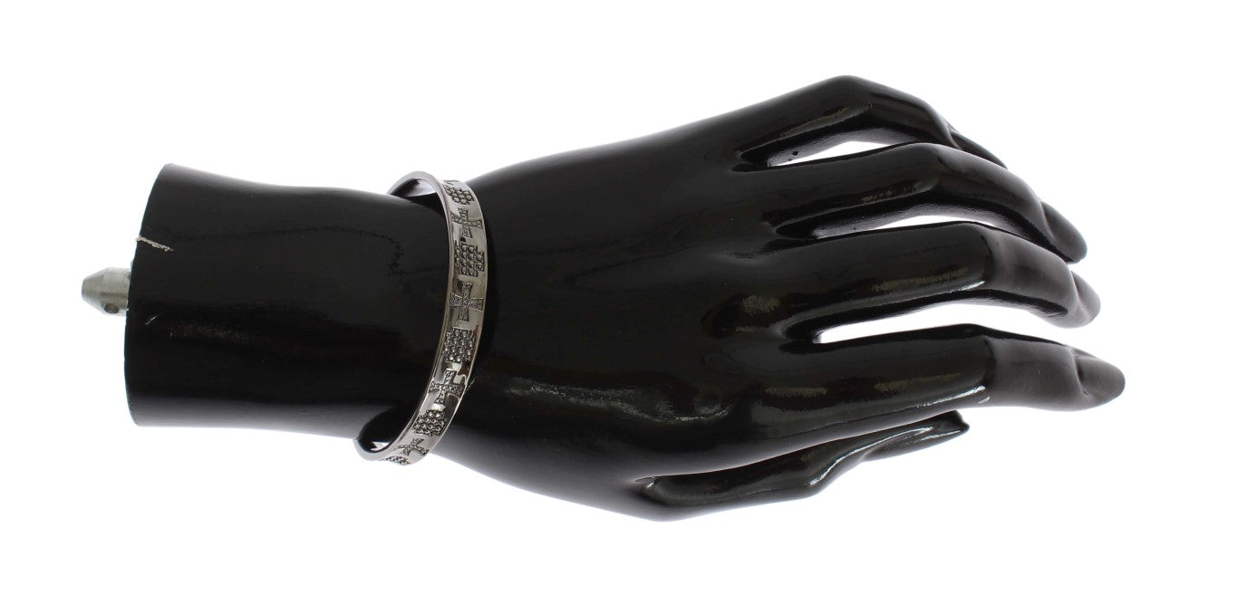 Bracelet jonc Nialaya gris en argent 925 rhodié