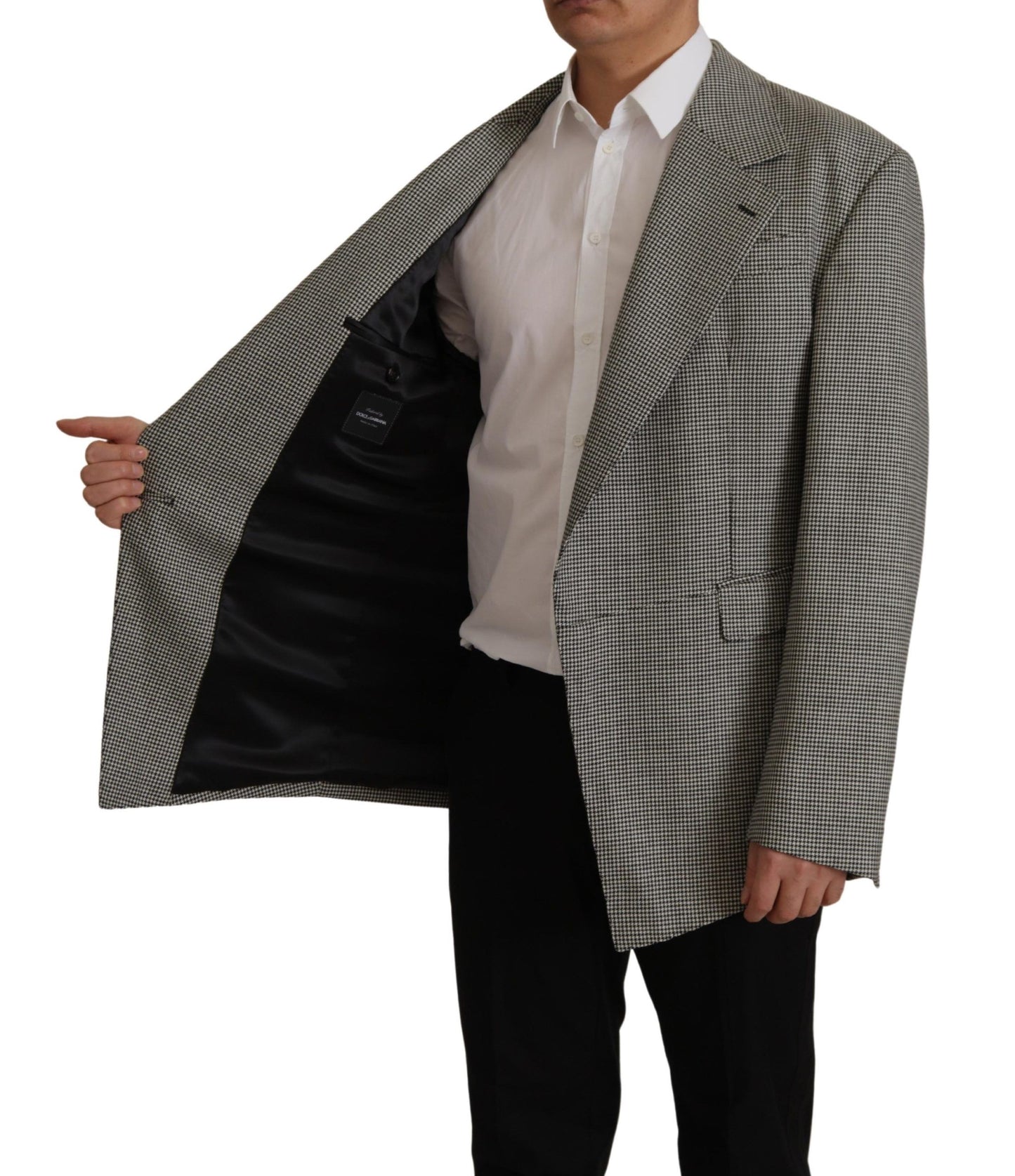 Blazer à carreaux gris à simple boutonnage de Dolce & Gabbana