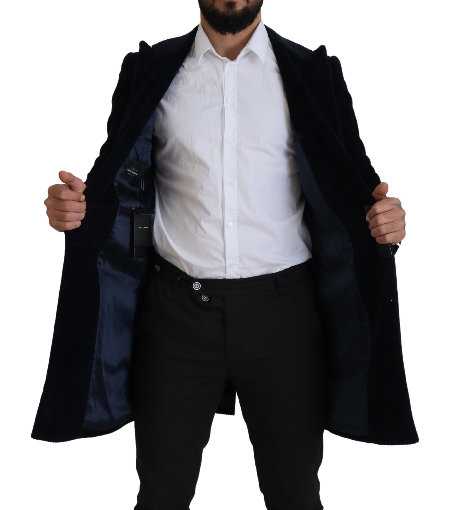 Dolce & Gabbana Zwarte Katoenen Lange Cardigan Jas voor Heren
