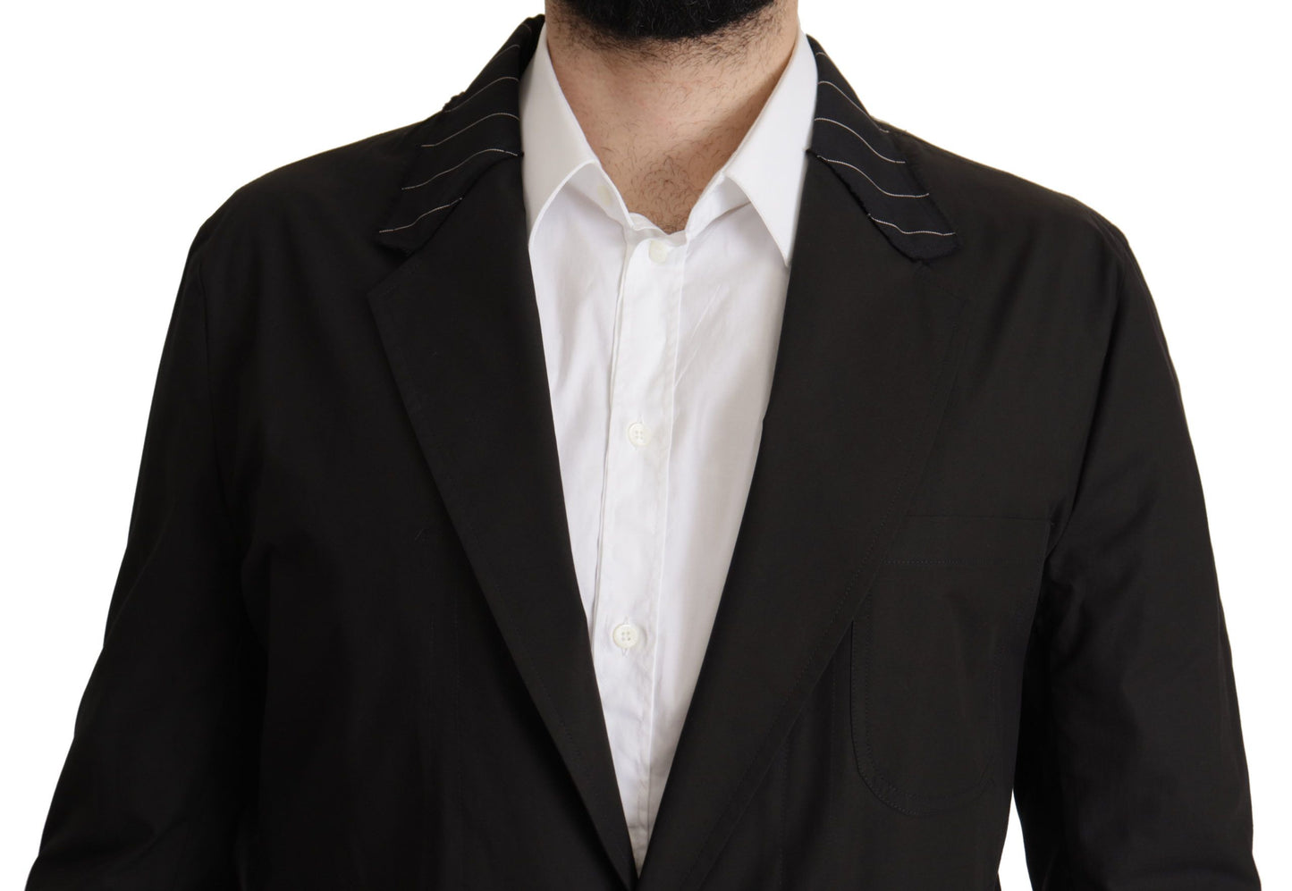 Dolce & Gabbana - Blazer noir en coton à simple boutonnage