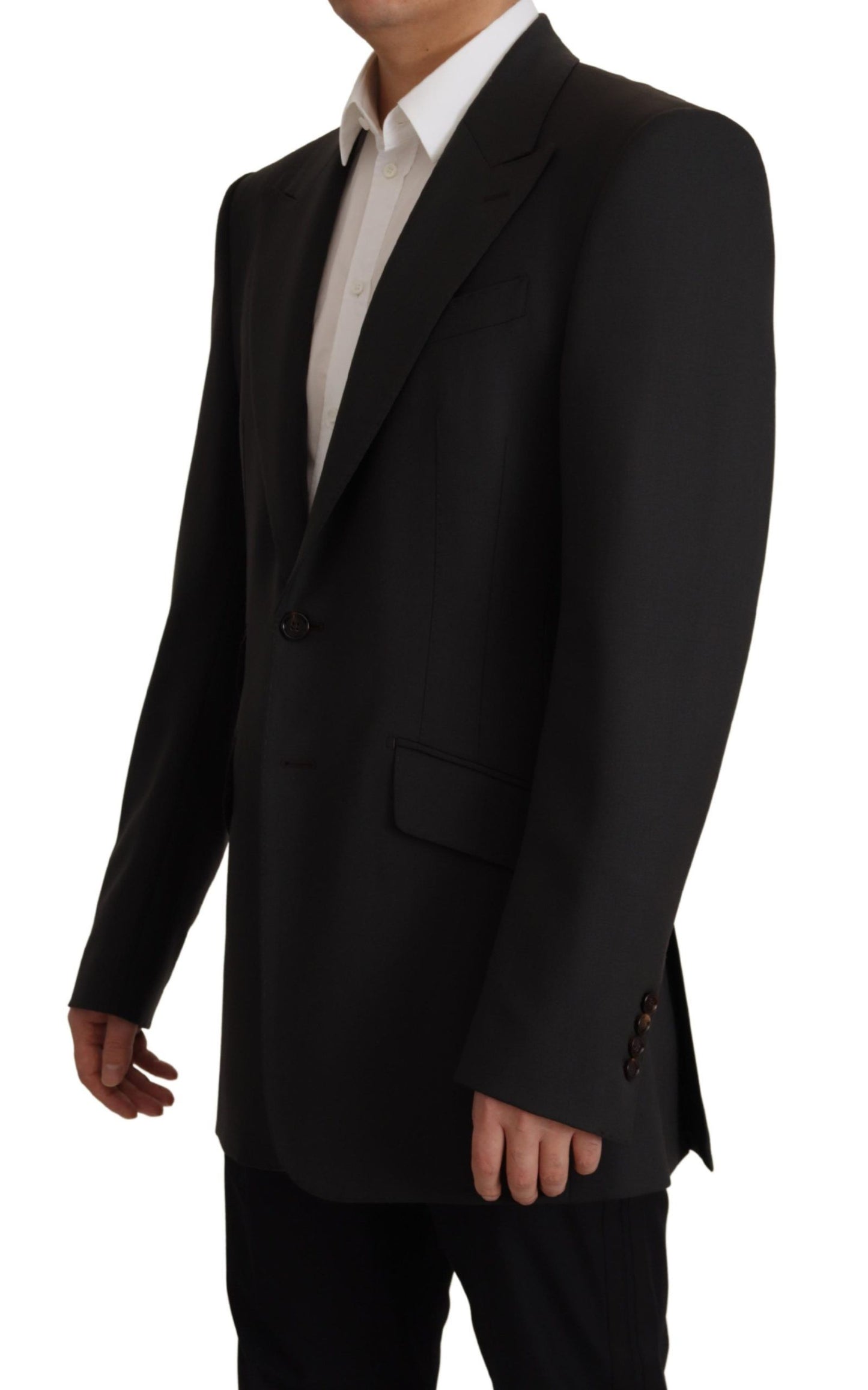 Dolce & Gabbana Blazer noir en laine à simple boutonnage v