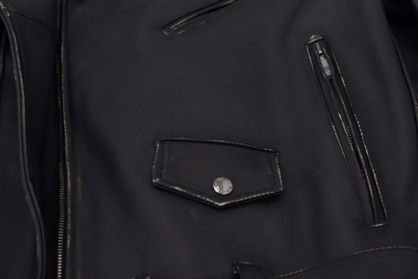 Veste en cuir noir à fermeture éclair, style motard, Dolce & Gabbana