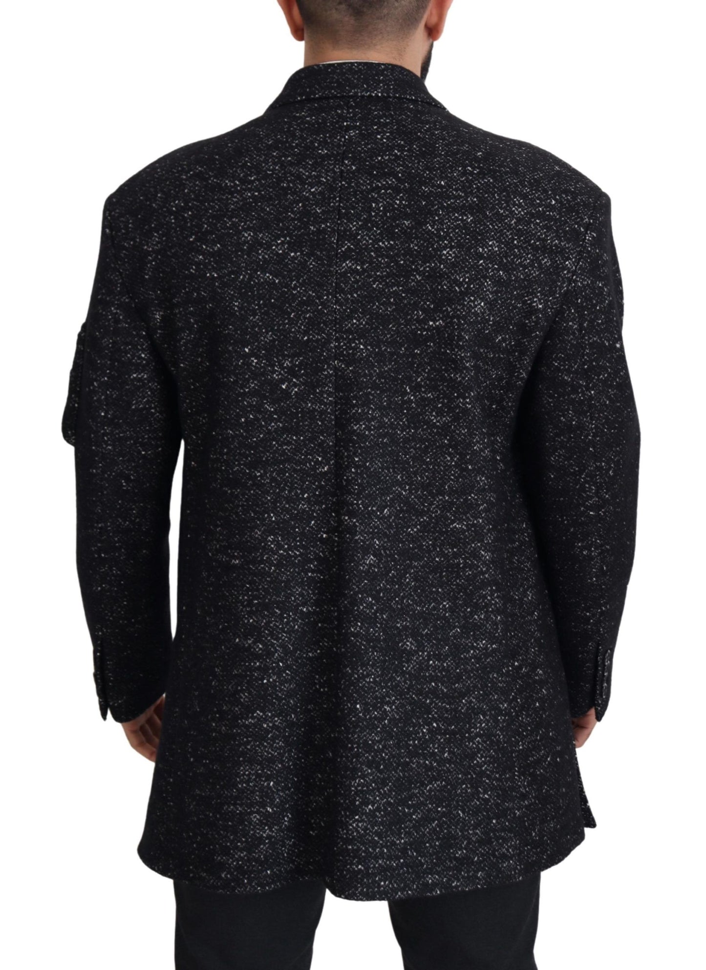 Manteau noir en laine à double boutonnage pour homme de Dolce & Gabbana