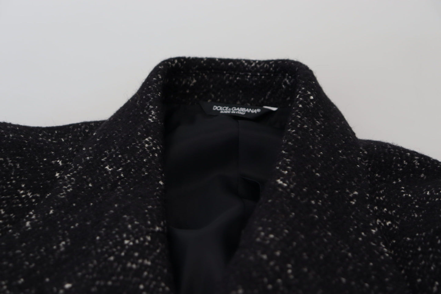 Manteau noir en laine à double boutonnage pour homme de Dolce & Gabbana