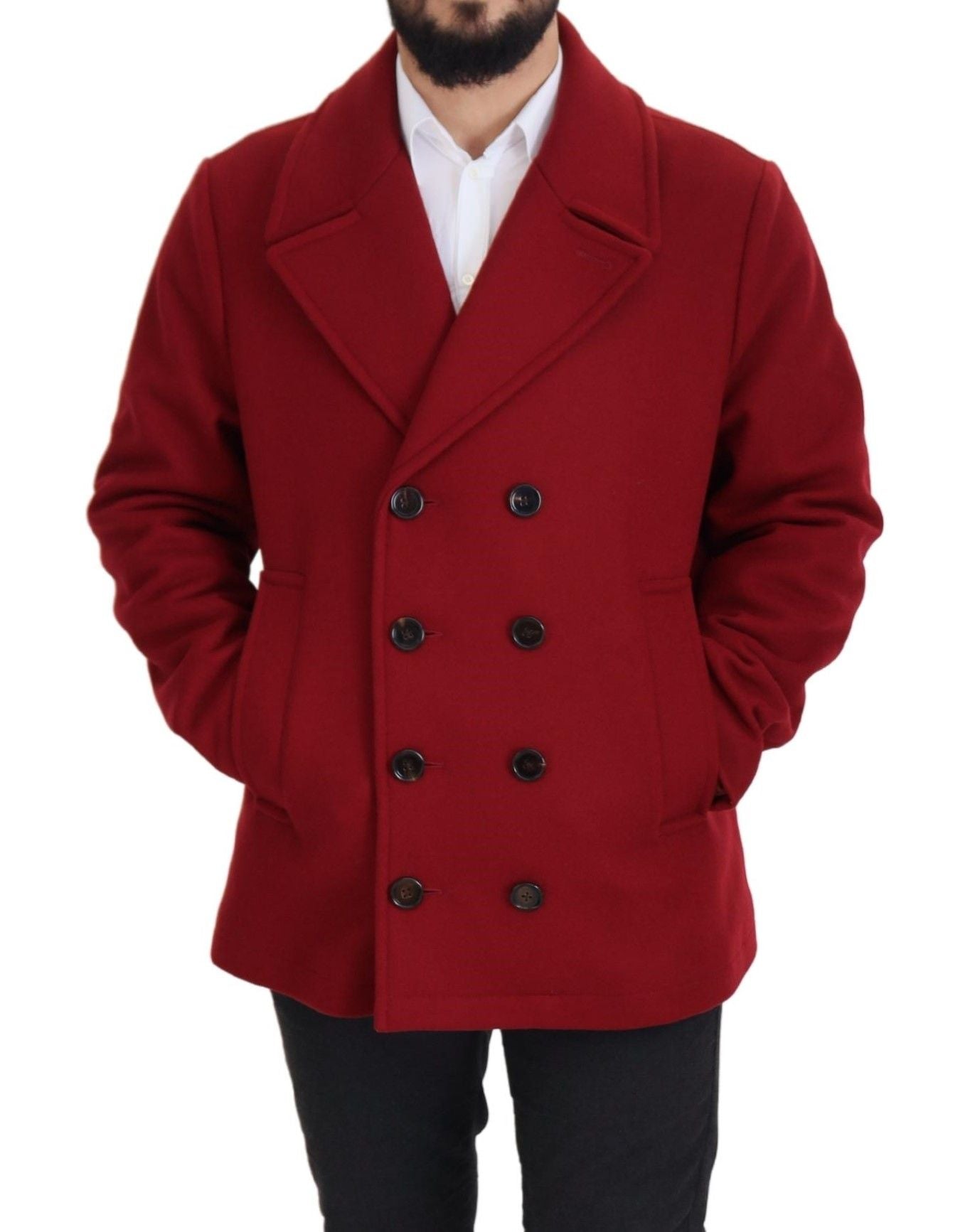 Dolce & Gabbana, manteau-veste rouge en laine à double boutonnage