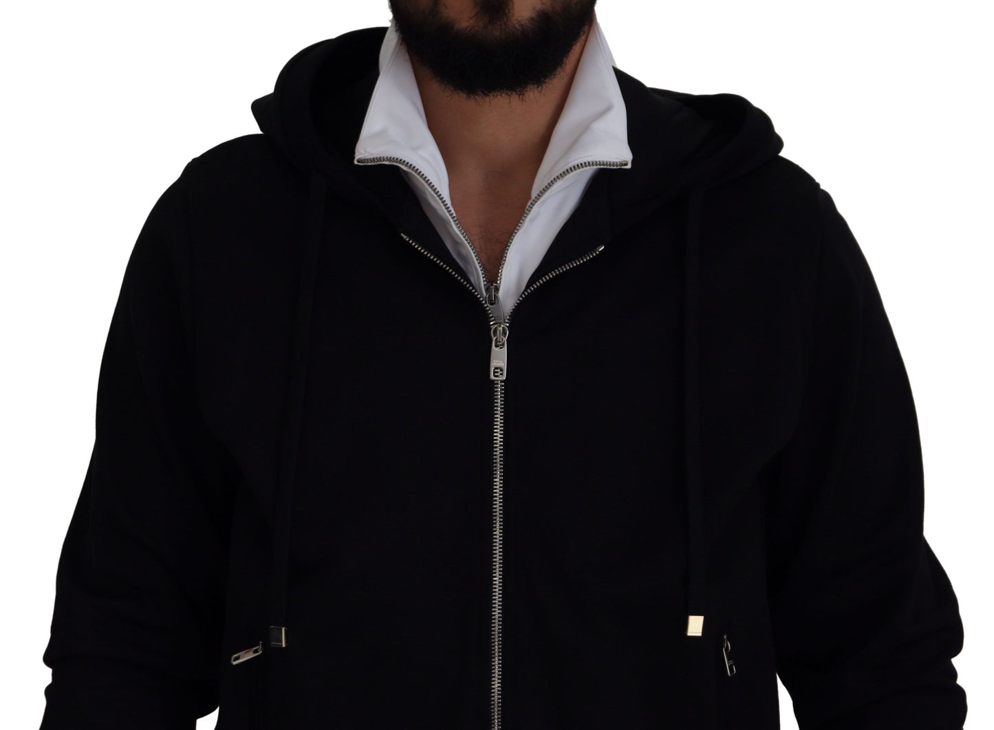 Veste à capuche et fermeture éclair intégrale en polyester noir de Dolce & Gabbana