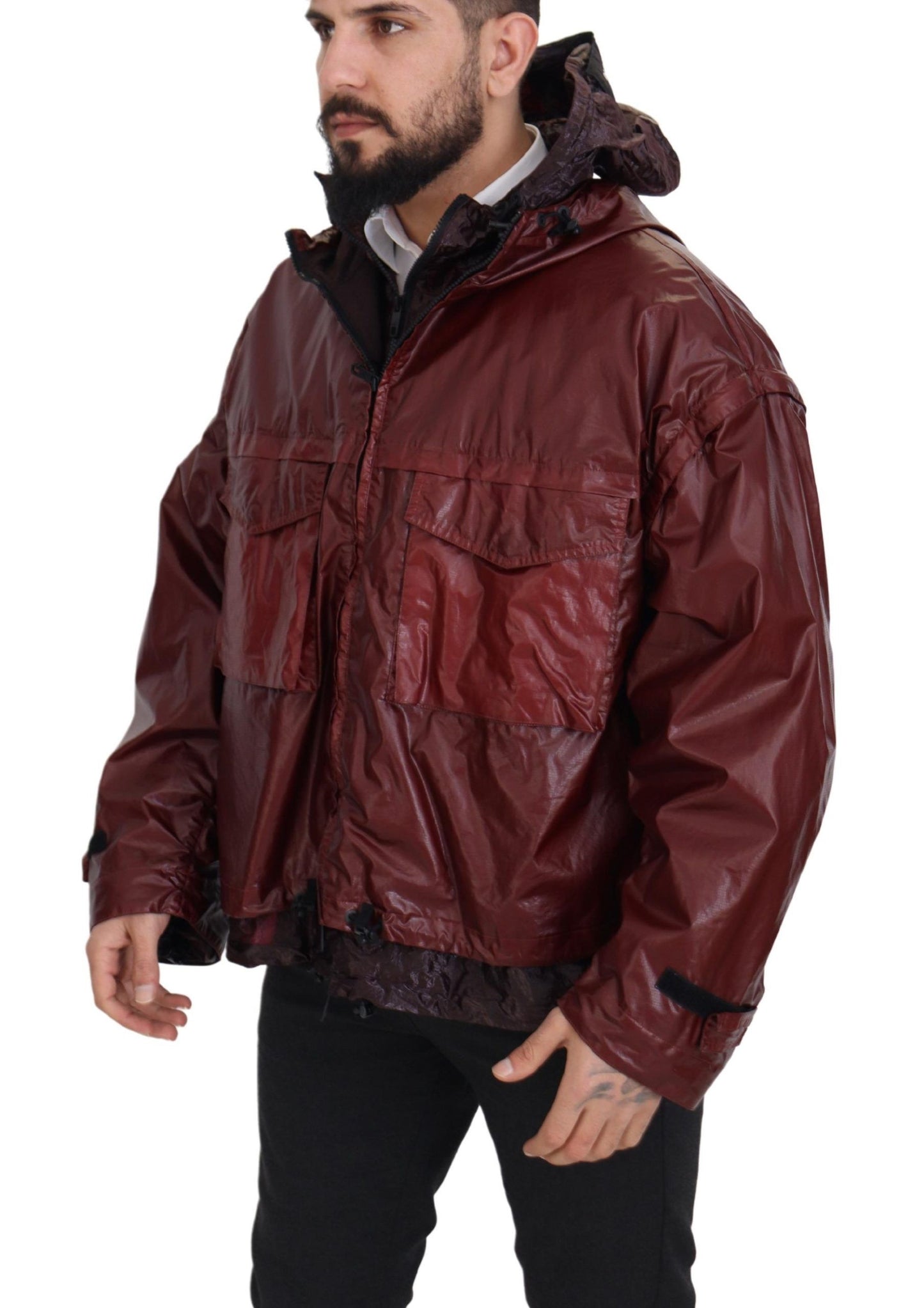 Veste à capuche et fermeture éclair intégrale en coton bordeaux de Dolce & Gabbana