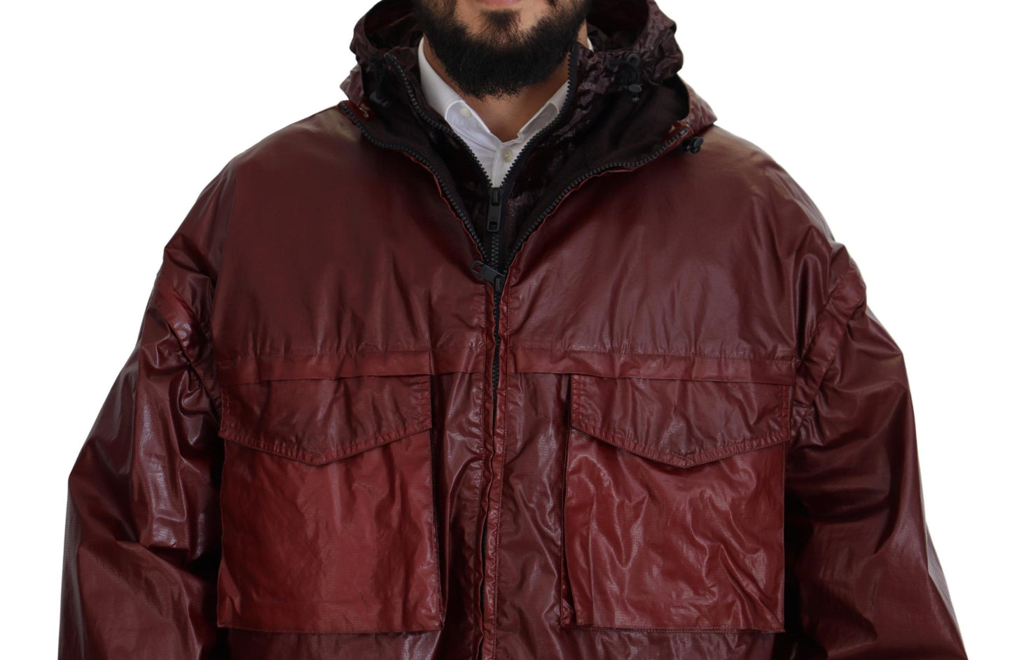 Veste à capuche et fermeture éclair intégrale en coton bordeaux de Dolce & Gabbana