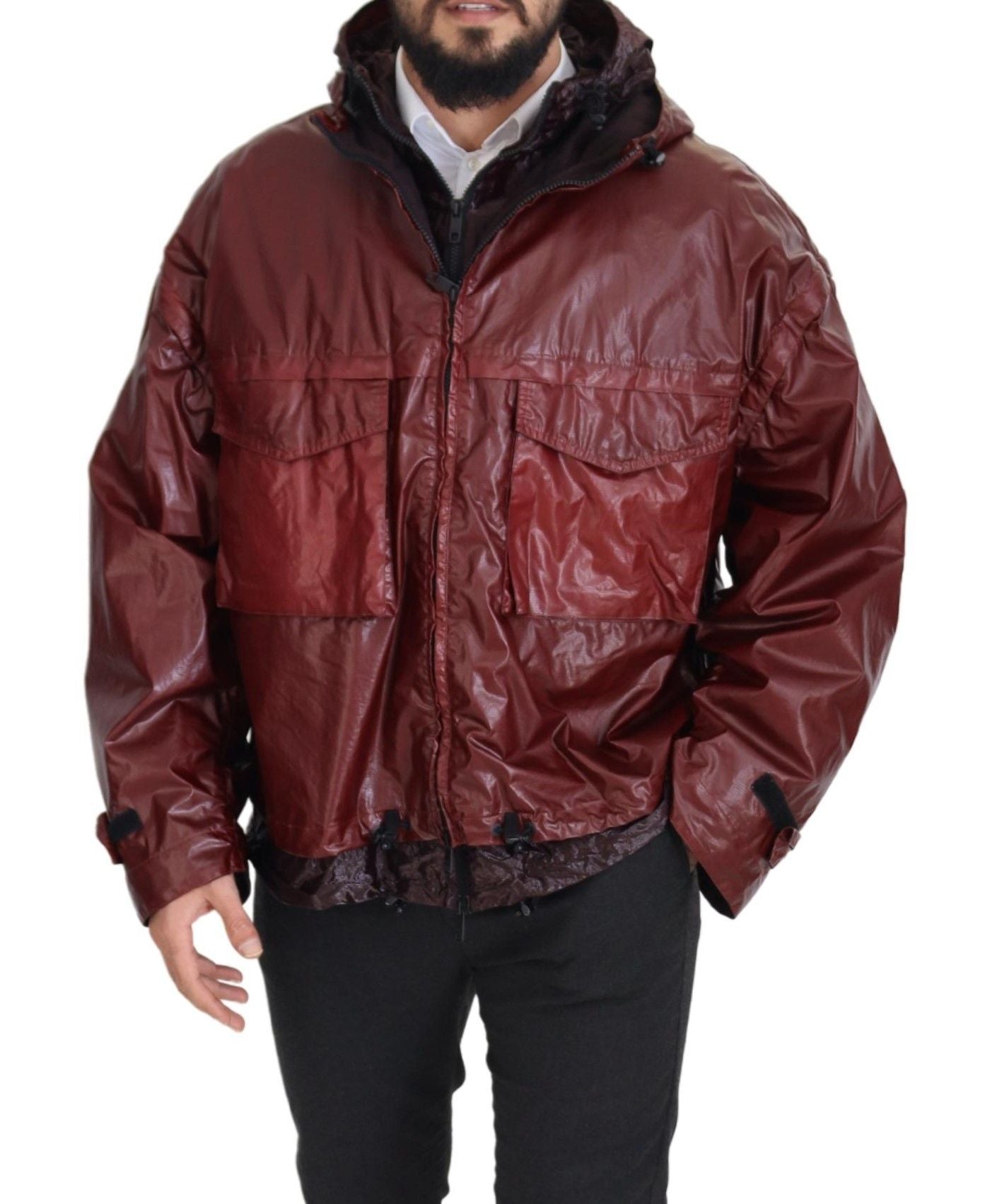 Veste à capuche et fermeture éclair intégrale en coton bordeaux de Dolce & Gabbana