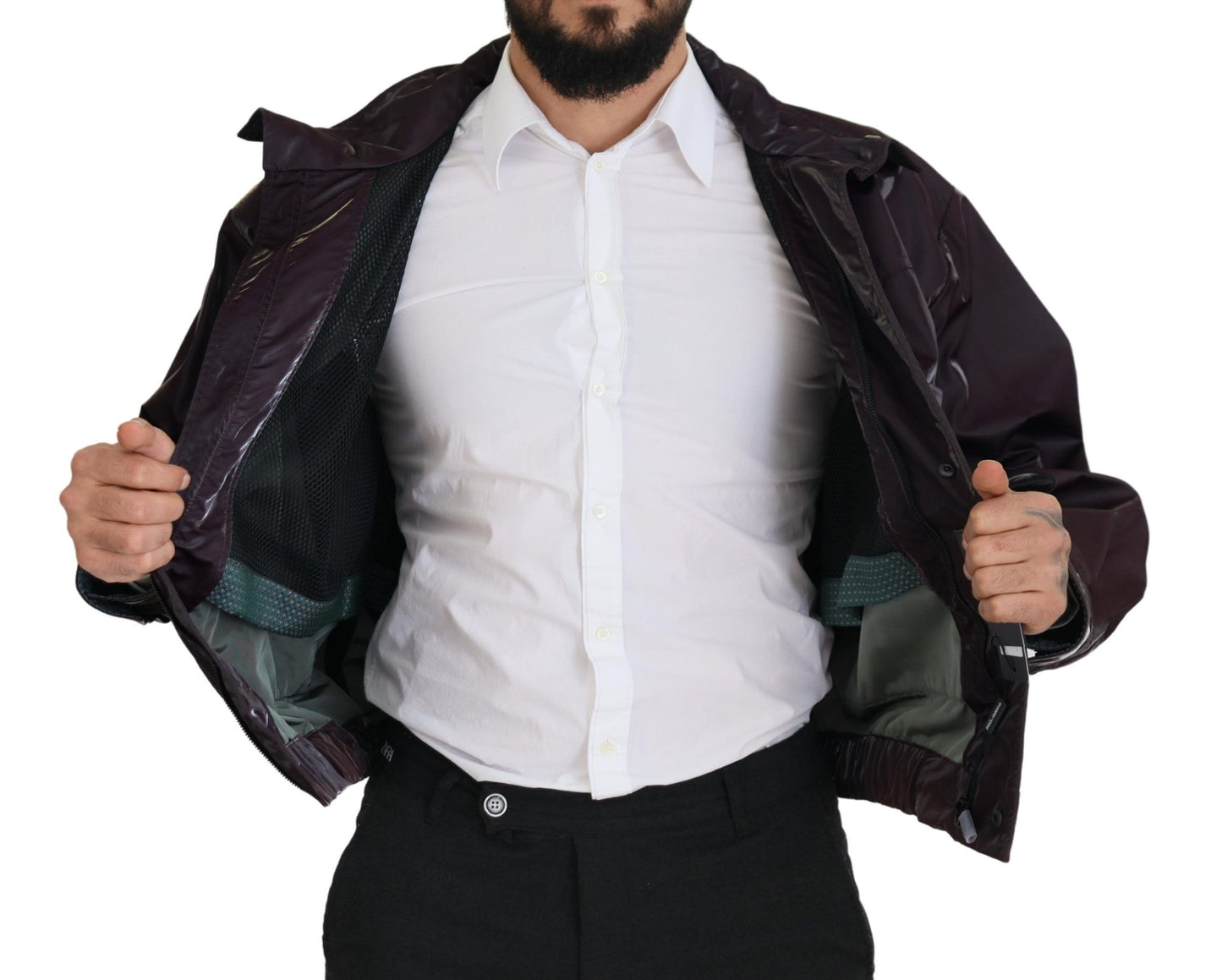Veste motard en nylon violet à col montant Dolce & Gabbana