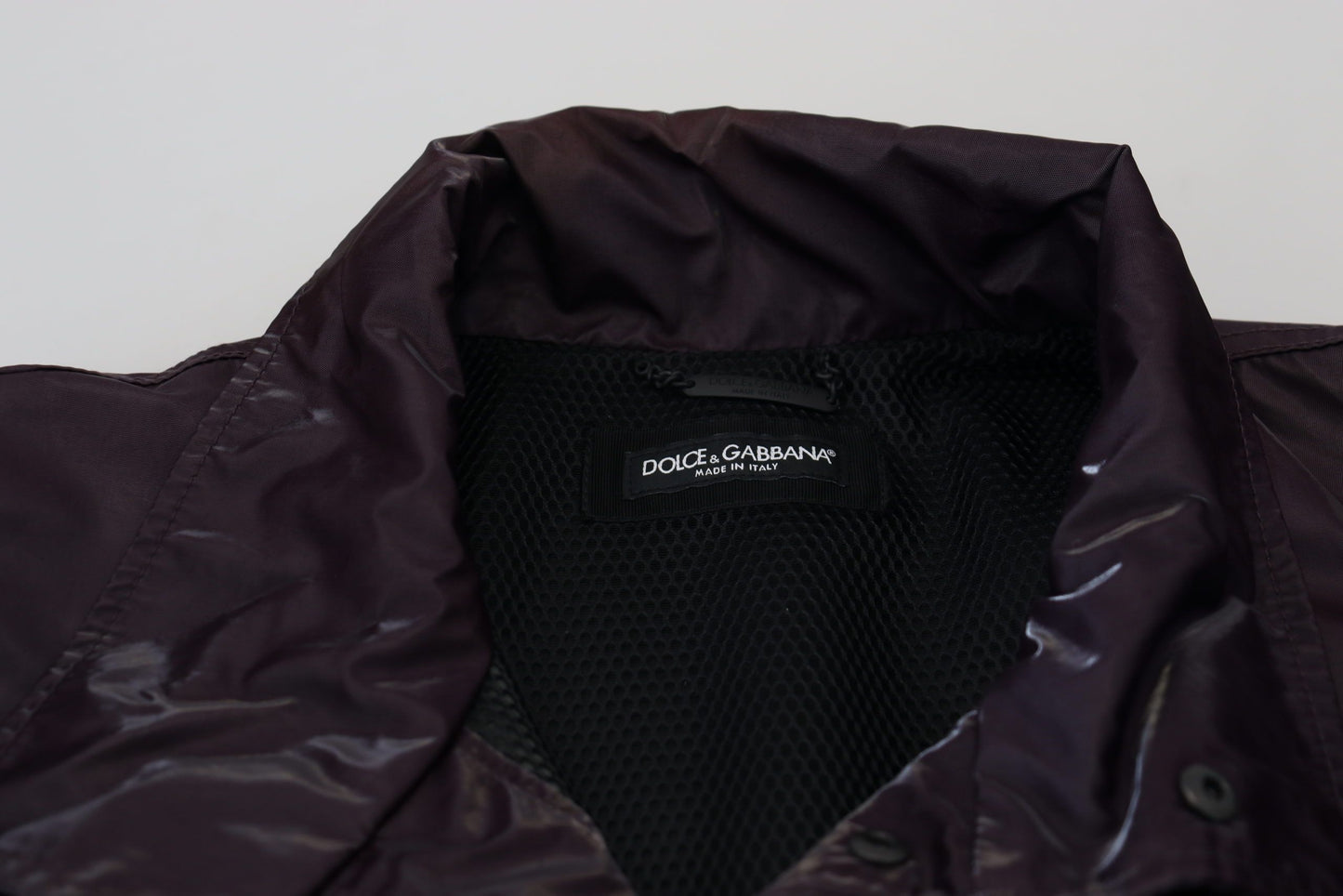 Veste motard en nylon violet à col montant Dolce & Gabbana