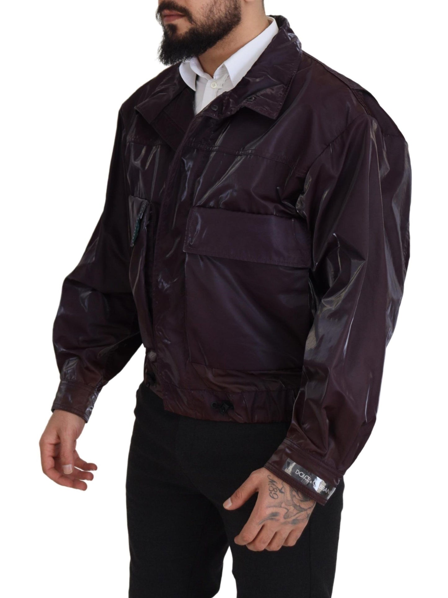 Veste motard en nylon violet à col montant Dolce & Gabbana