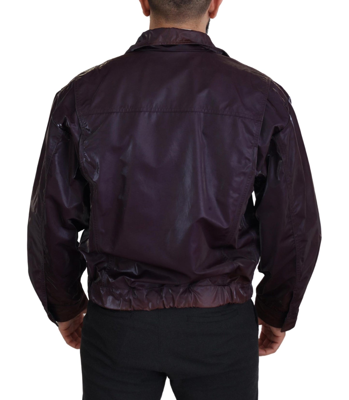 Veste motard en nylon violet à col montant Dolce & Gabbana